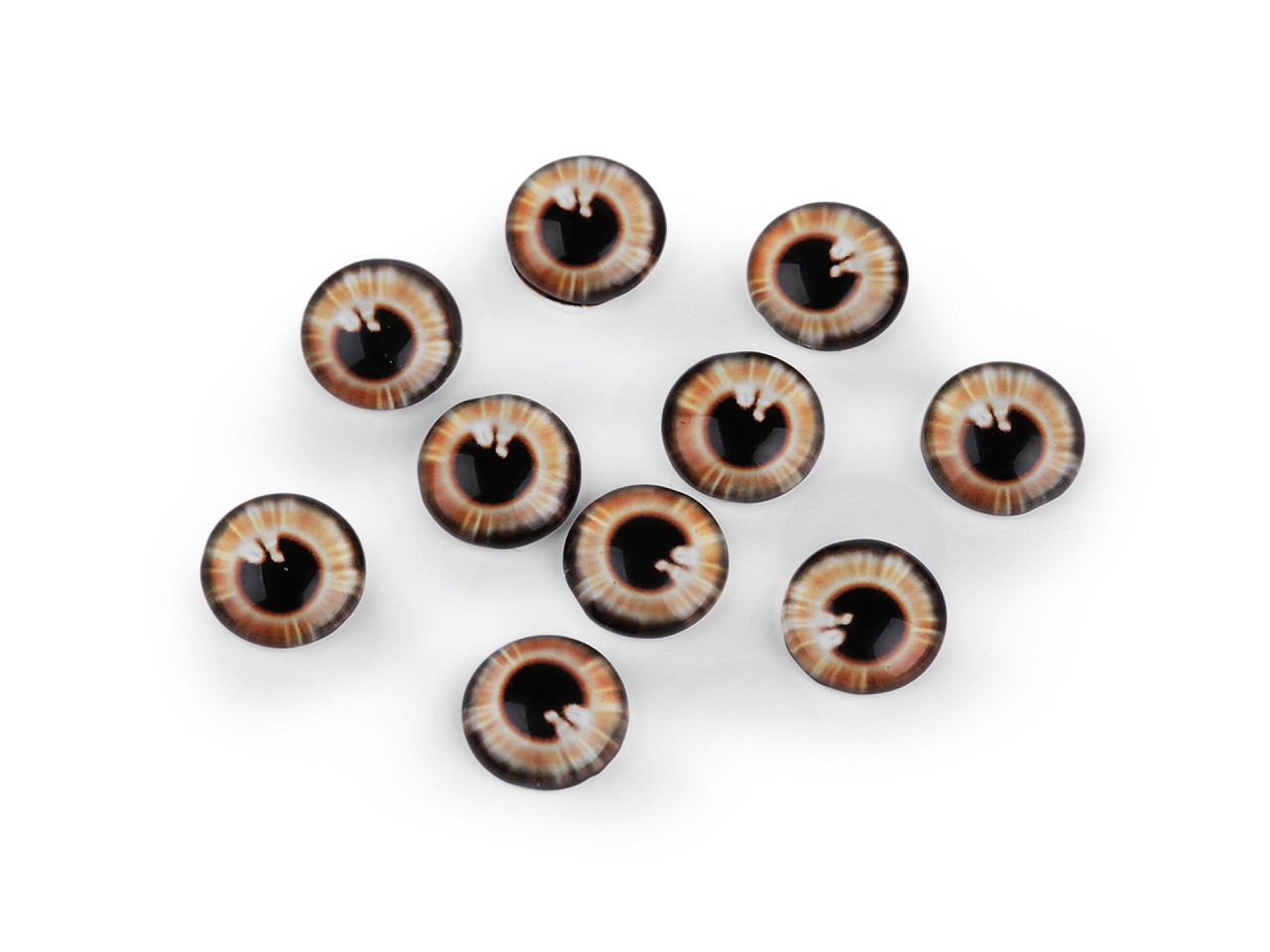 Skleněné oči k nalepení Ø10 a 12 mm, barva 3 (10 mm) hnědá