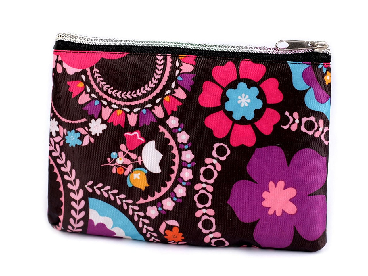 Skládací nákupní taška se zipem 39x40 cm, barva 39 hnědá květy