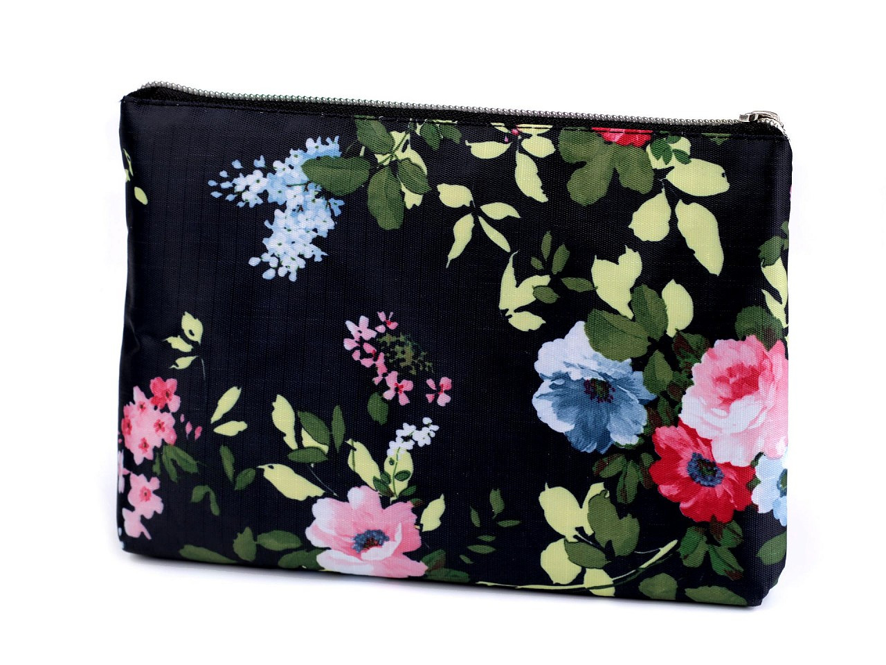 Skládací nákupní taška se zipem 39x40 cm, barva 40 modrá temná květy