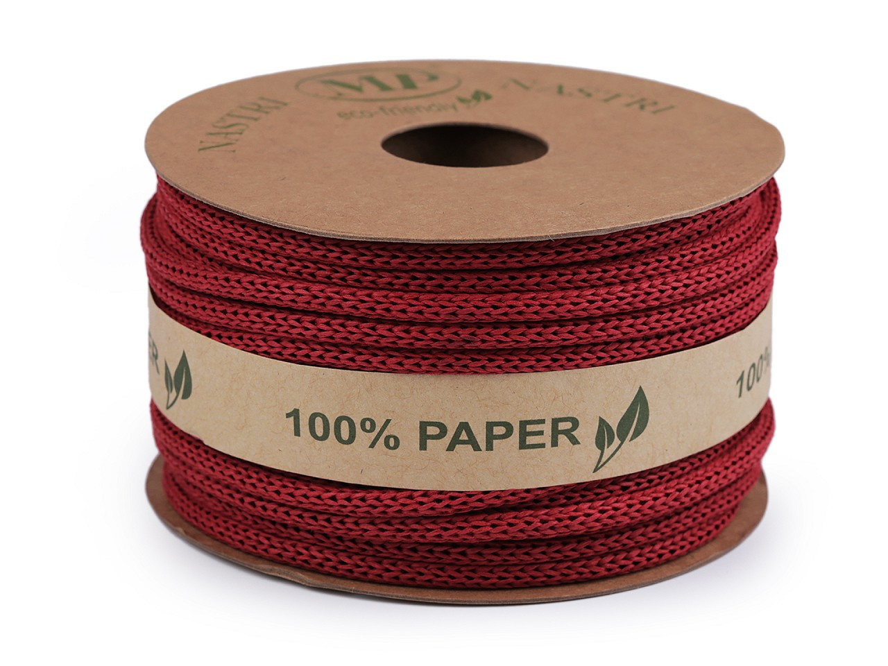Eko papírová pletená šňůra Ø4 mm, barva 8 (08) červená
