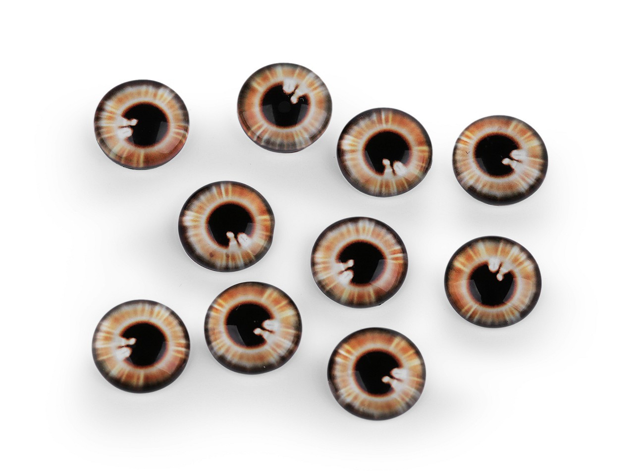 Skleněné oči k nalepení Ø10 a 12 mm, barva 6 (12 mm) hnědá