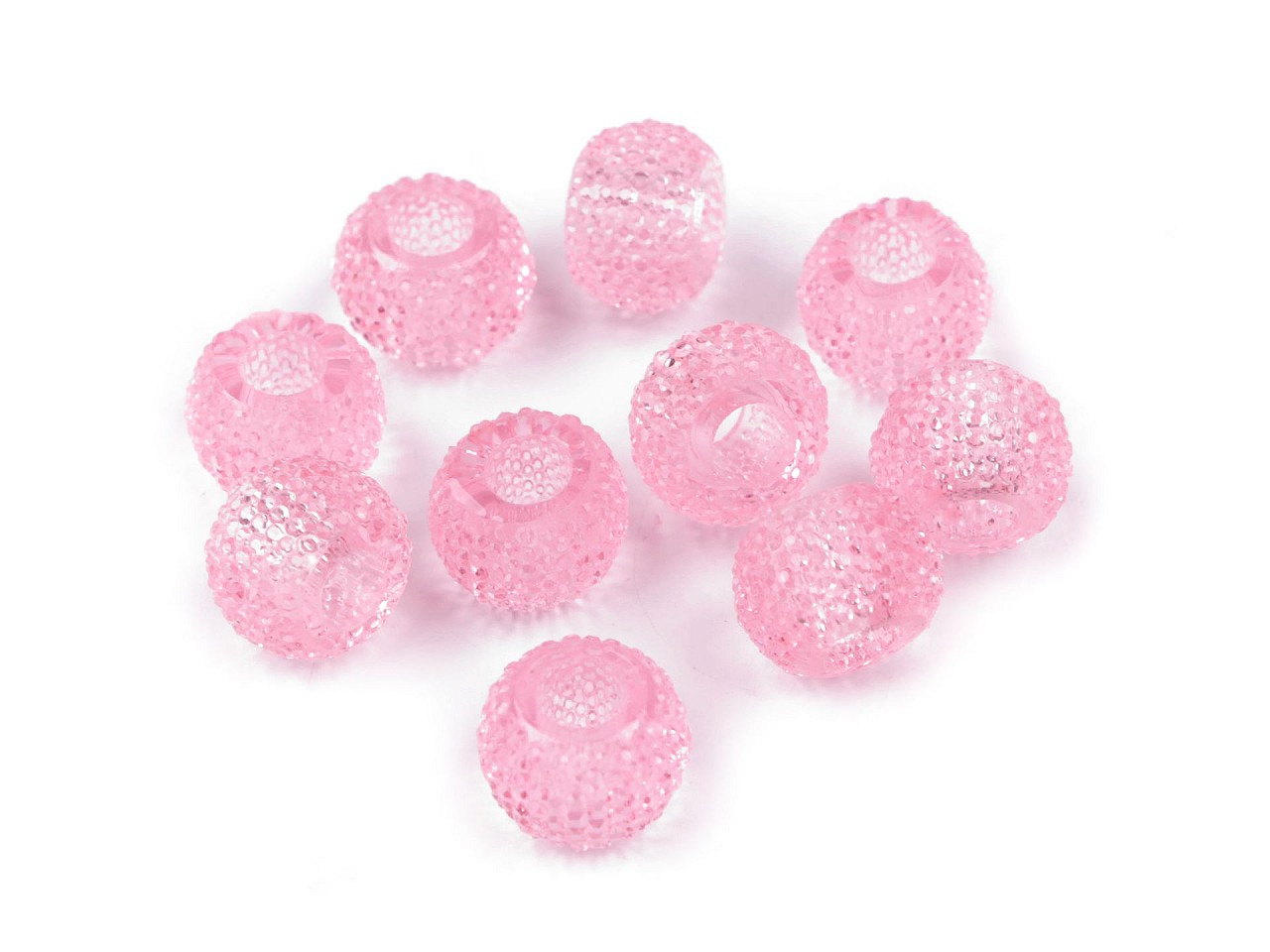 Plastové korálky s velkým průvlekem 8x12 mm, barva 1 (72) růžová