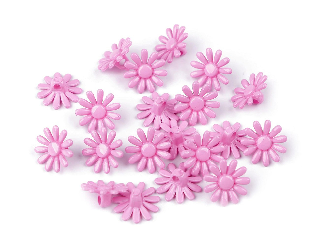 Plastové knoflíky / korálky květ Ø15 mm, barva 2 růžová sv.