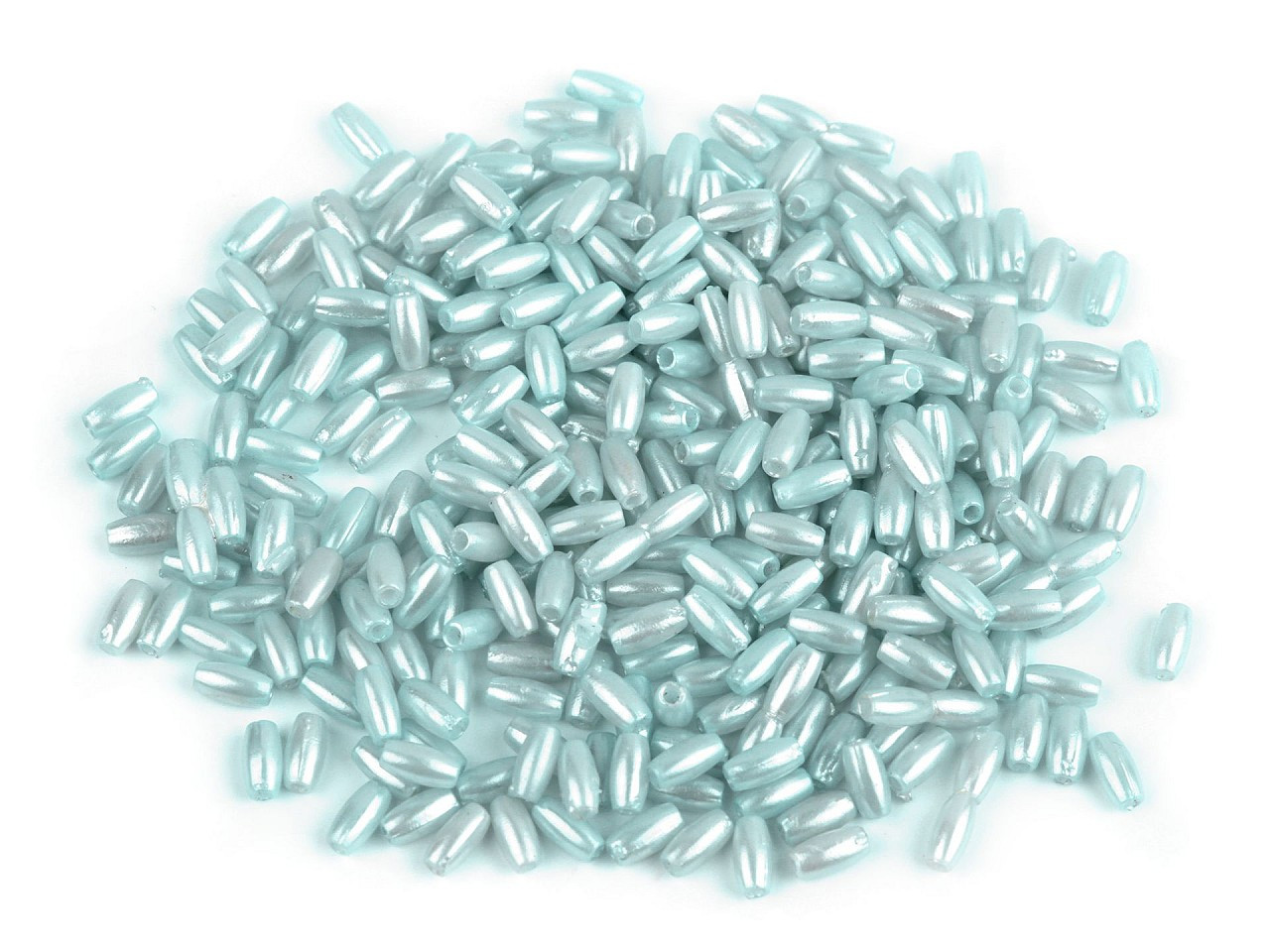 Plastové voskové korálky / perly Glance rýže 3x6 mm, barva 8 modrá ledová