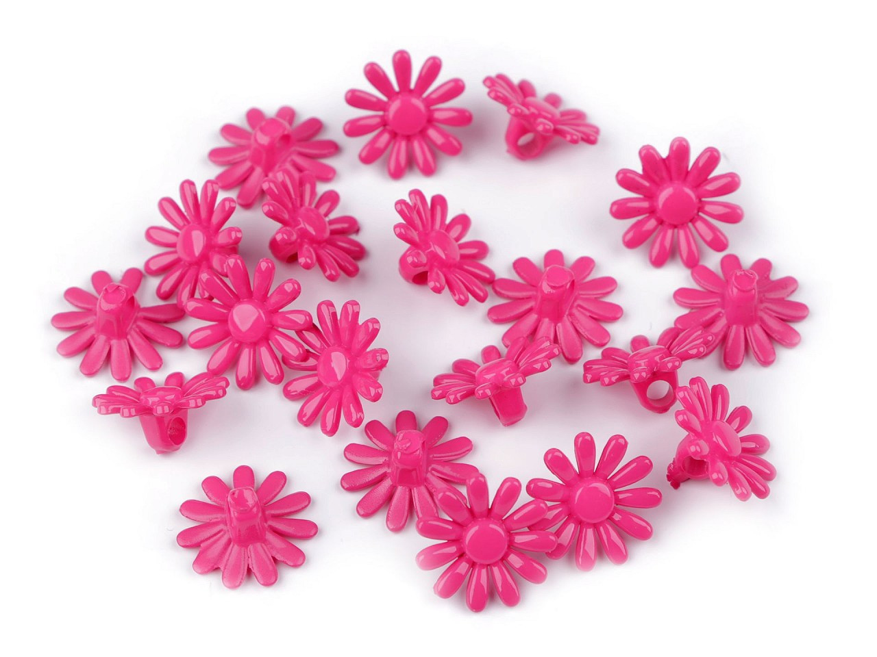 Plastové knoflíky / korálky květ Ø15 mm, barva 3 pink