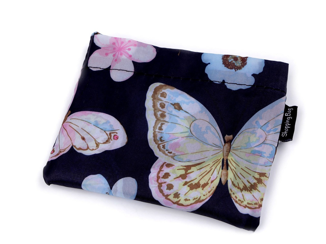 Skládací nákupní taška 37x44 cm, barva 26 modrá temná motýl