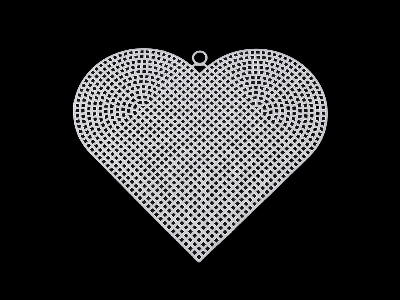 Plastová kanava / mřížka vyšívací srdce, vločka, barva 1 bílá srdce