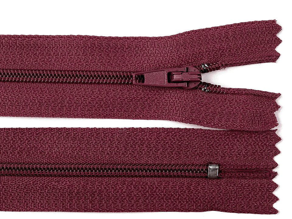 Spirálový zip šíře 3 mm délka 18 cm pinlock, barva 178 bordó