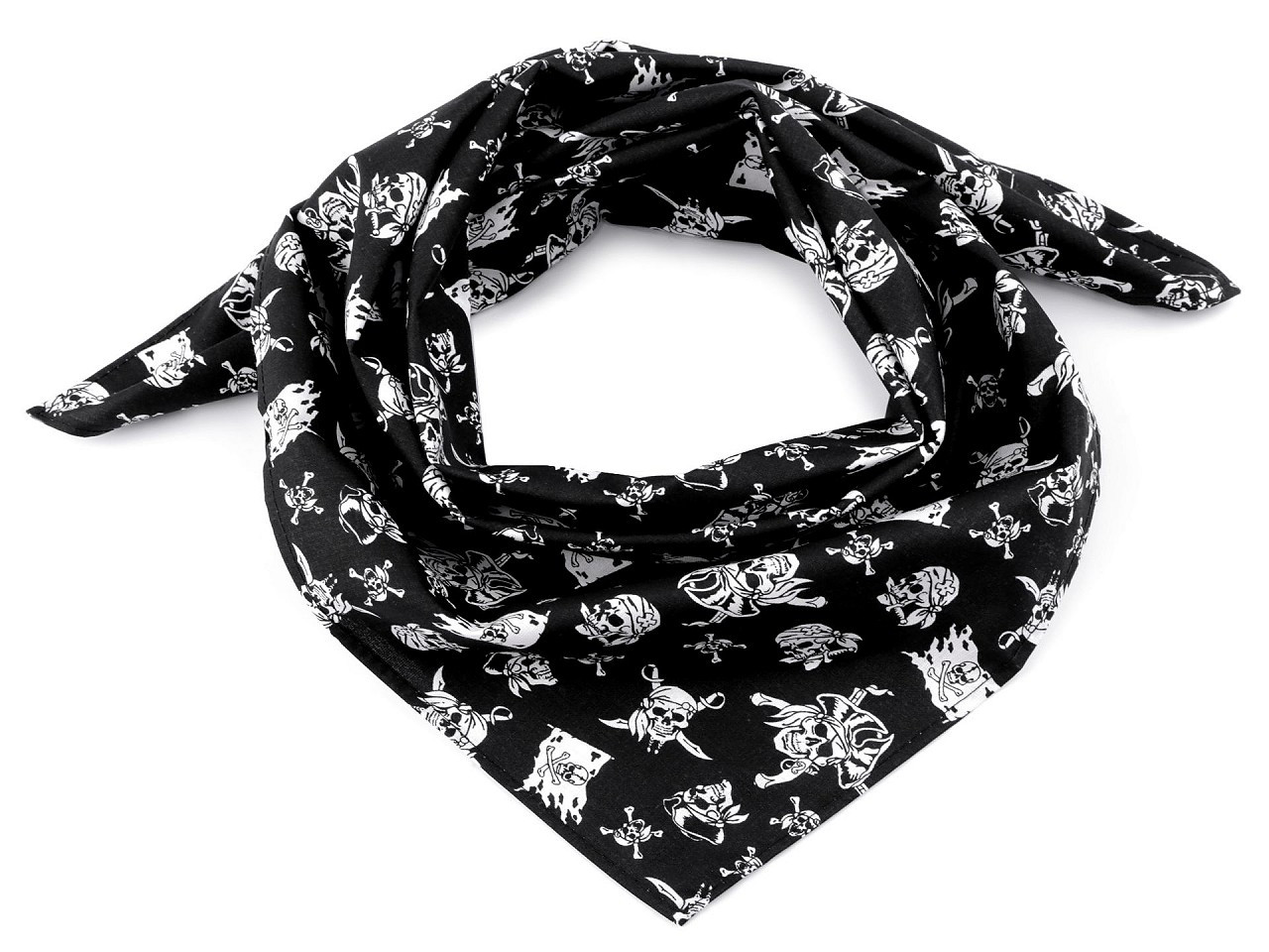 Bavlněný šátek pirát 65x65 cm, barva 10 (232) černá pirát
