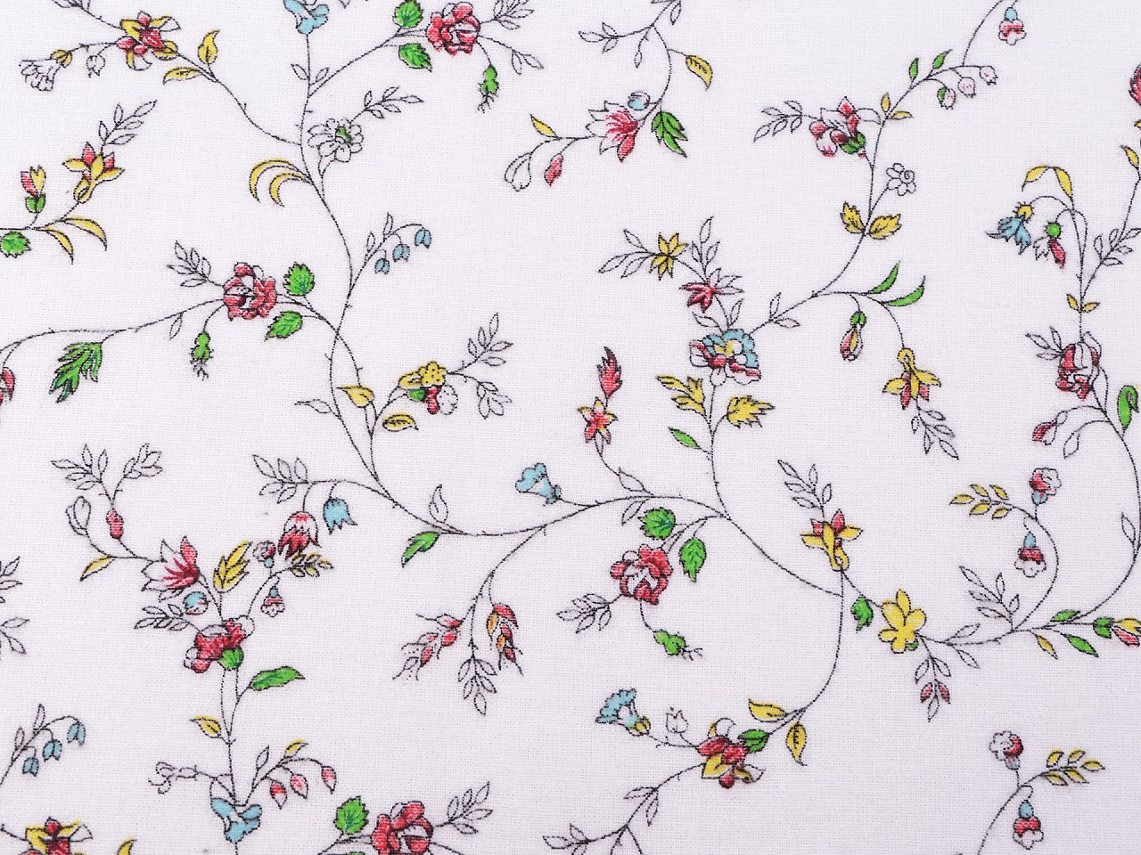 Bavlněný flanel květy, barva (1126) bílá