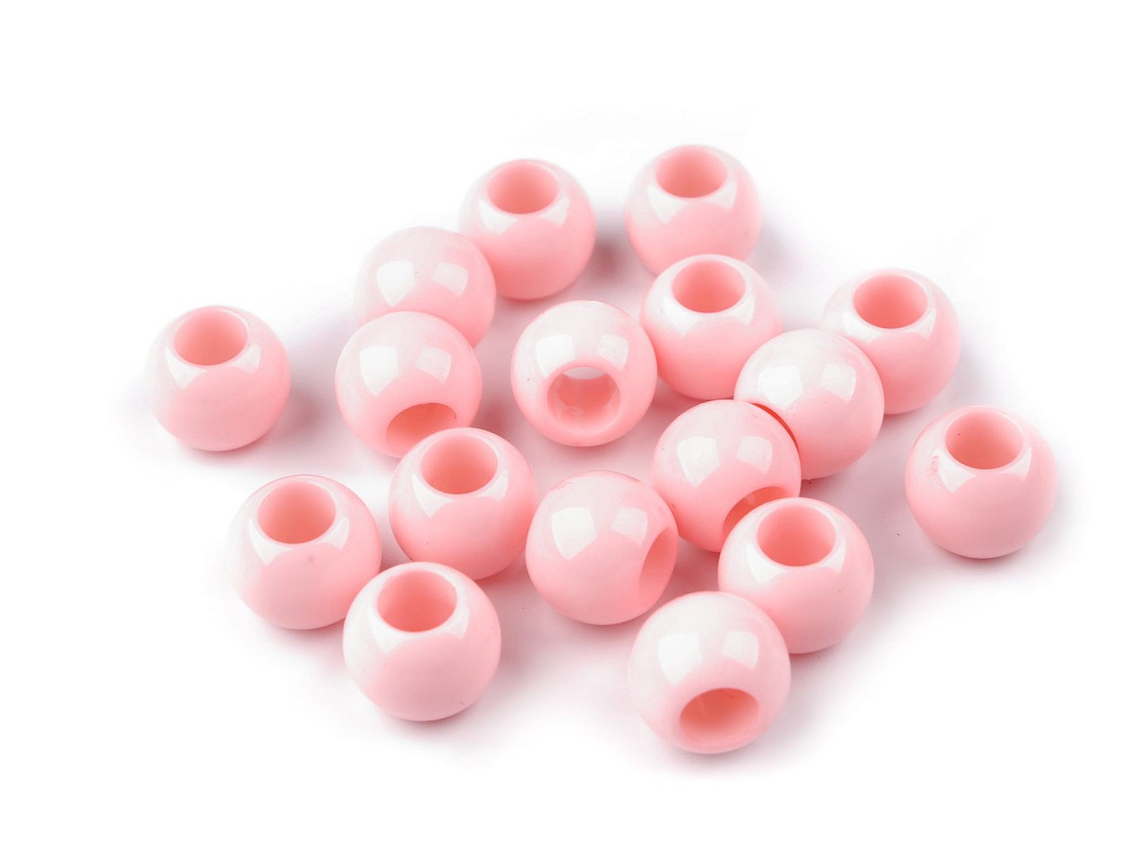 Plastové korálky s velkým průvlekem / plavkové 11x14 mm, barva 3 růžová sv.