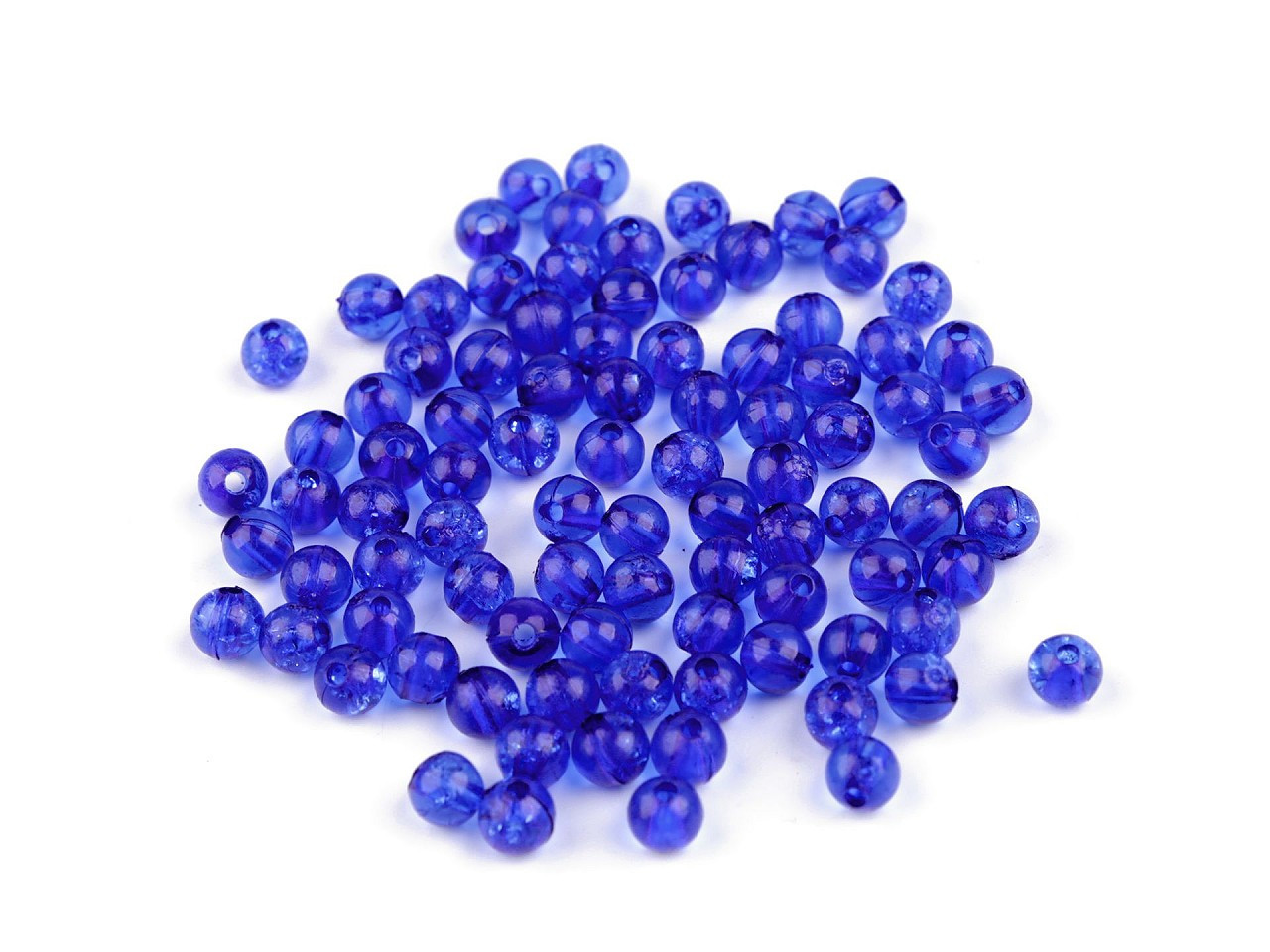 Plastové korálky kraklované Ø6 mm, barva 10 modrá královská