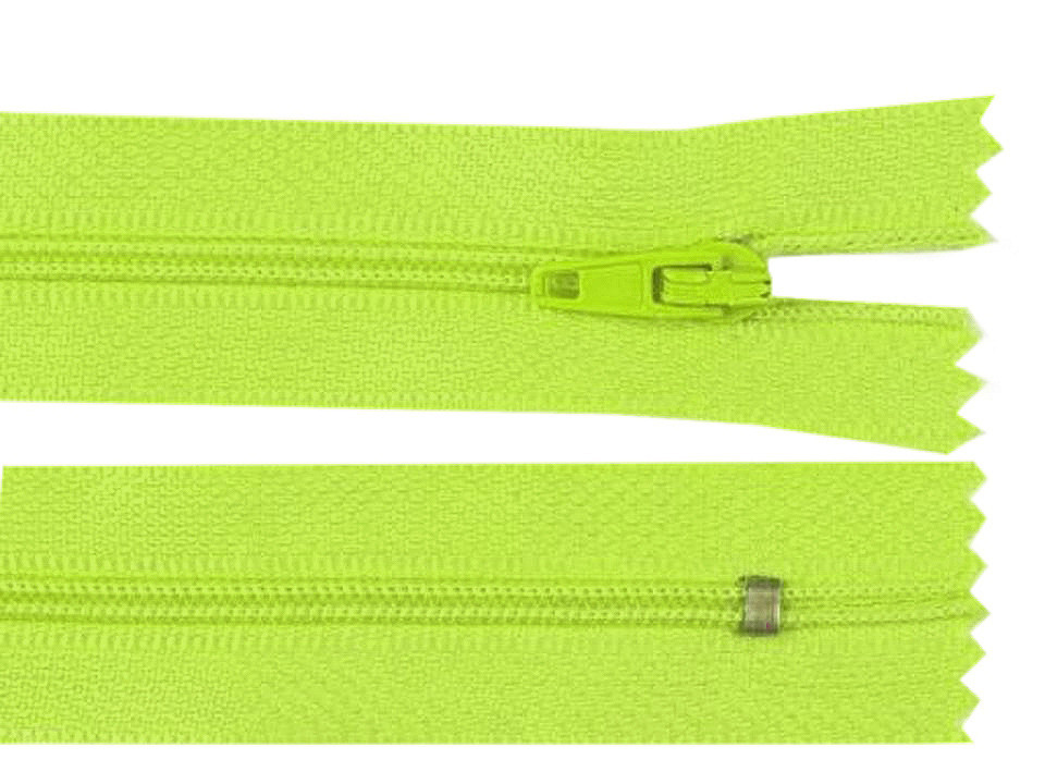 Spirálový zip šíře 3 mm délka 25 cm pinlock, barva 231 zelená elektrická neon