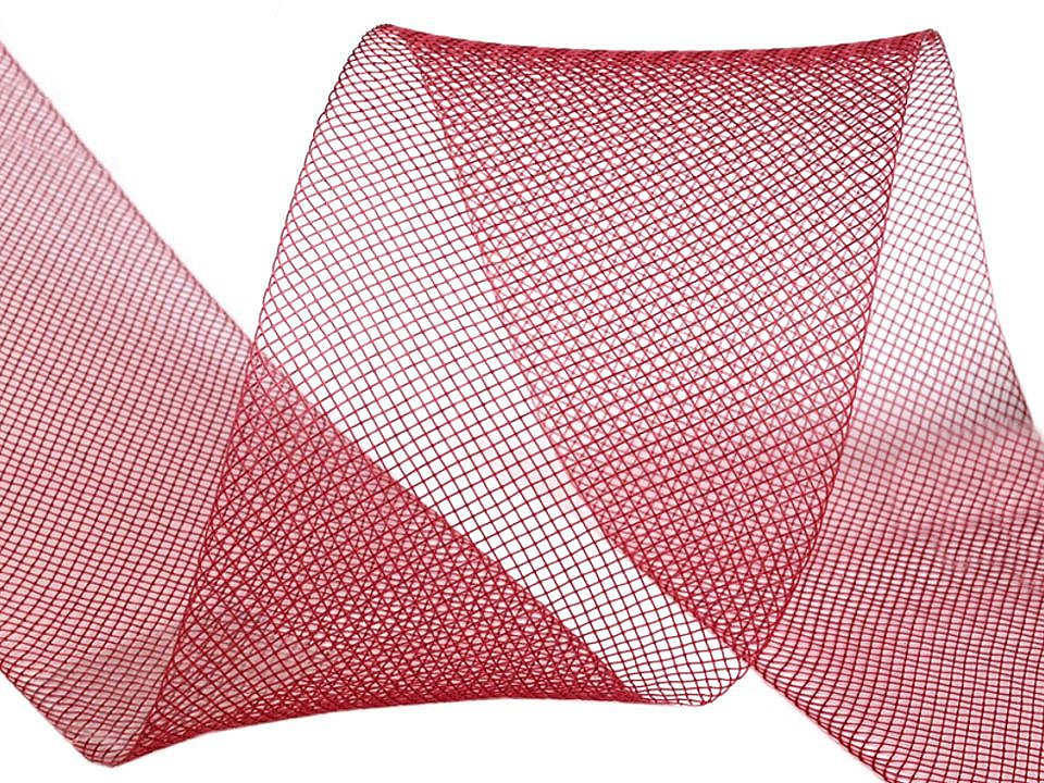 Modistická krinolína na vyztužení šatů a výrobu fascinátorů šíře 4,5 cm, barva 13 (CC18) červená tmavá