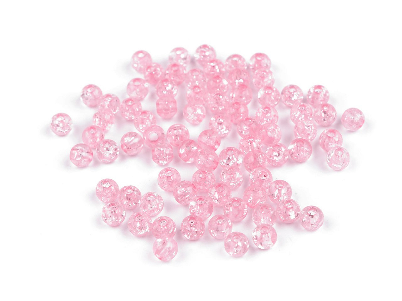 Plastové korálky kraklované Ø6 mm, barva 3 růžová sv.
