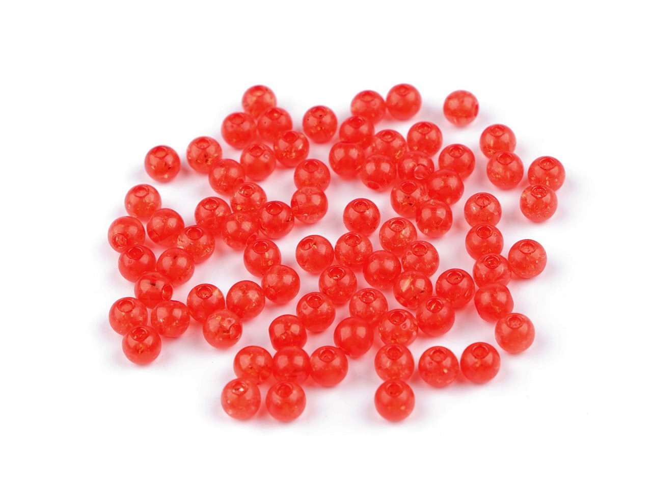 Plastové korálky kraklované Ø6 mm, barva 5 červená