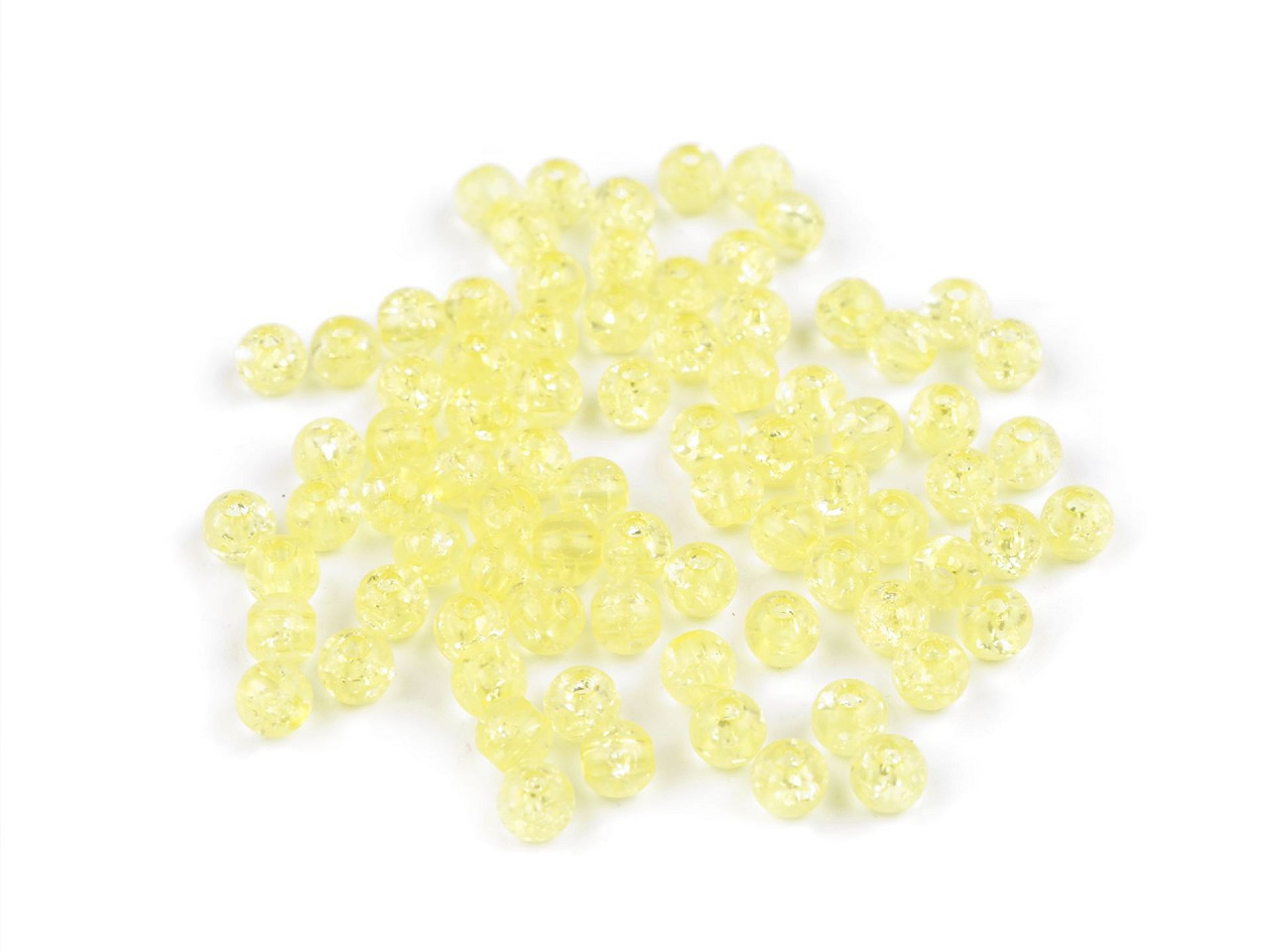 Plastové korálky kraklované Ø6 mm, barva 2 žlutá