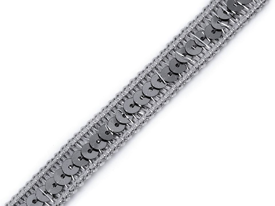 Flitrový prýmek šíře 12 mm, barva 3 stříbrná