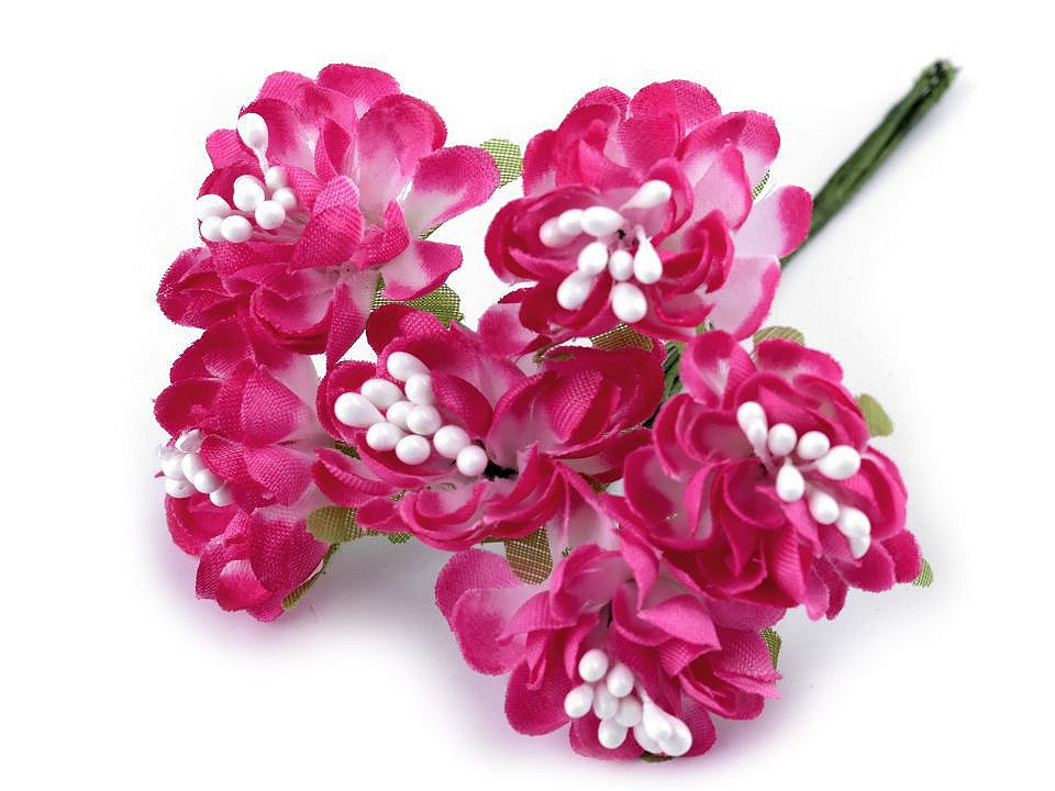 Umělý květ na drátku, barva 5 pink