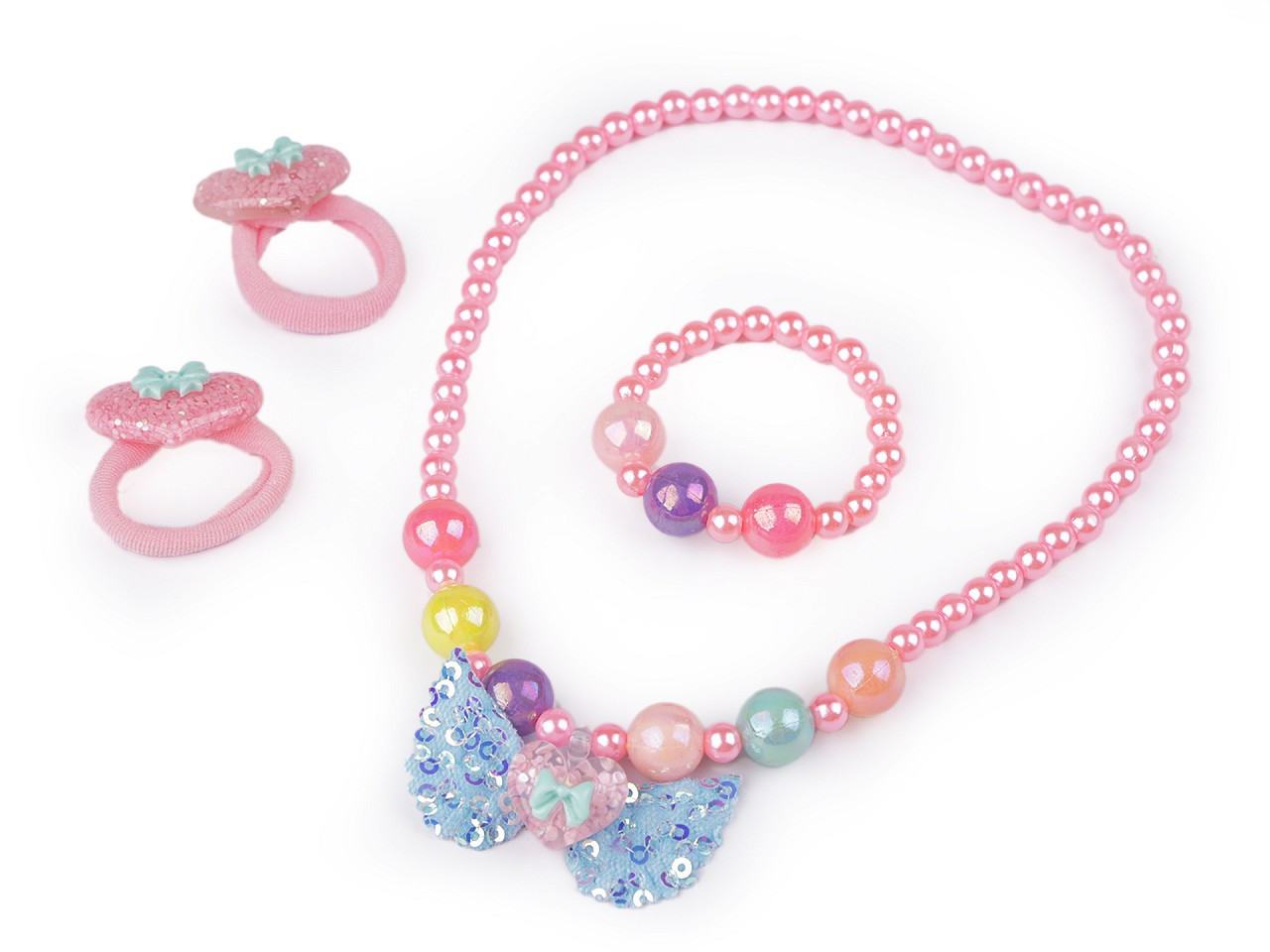 Dětská sada šperků, barva 8 (gumičky) růžová střední