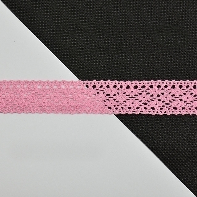 Bavlněná krajka šíře 24 mm paličkovaná K2085, barva Růžová