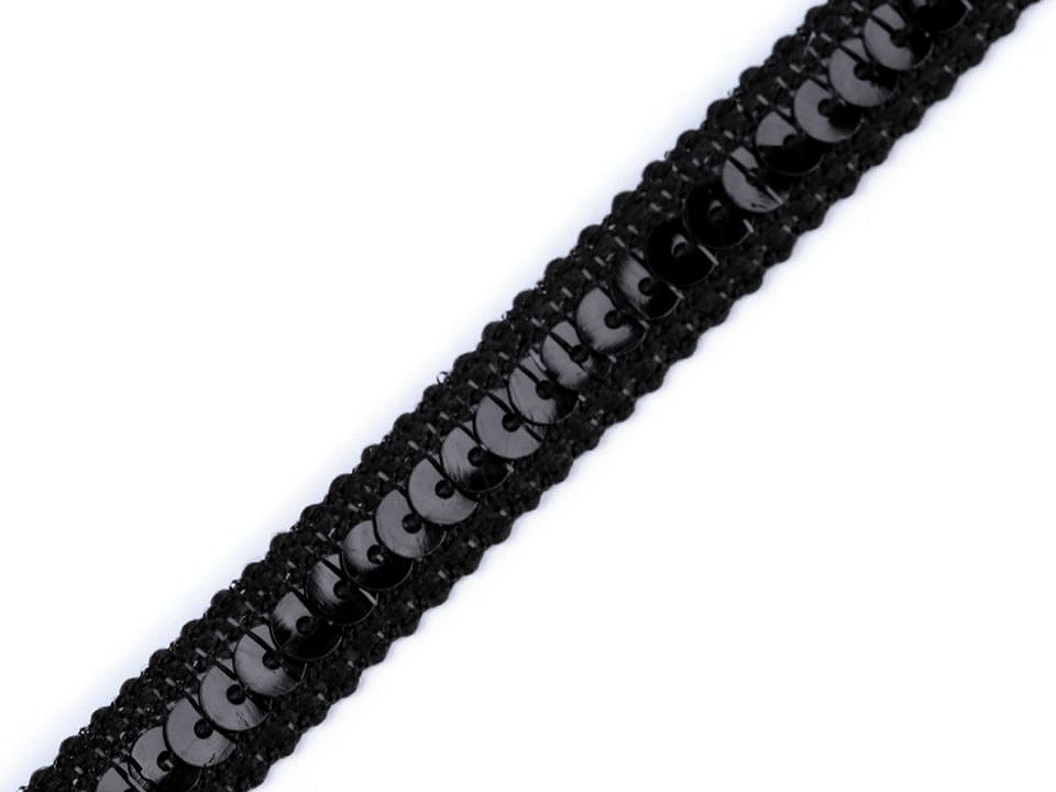 Flitrový prýmek šíře 12 mm, barva 5 černá