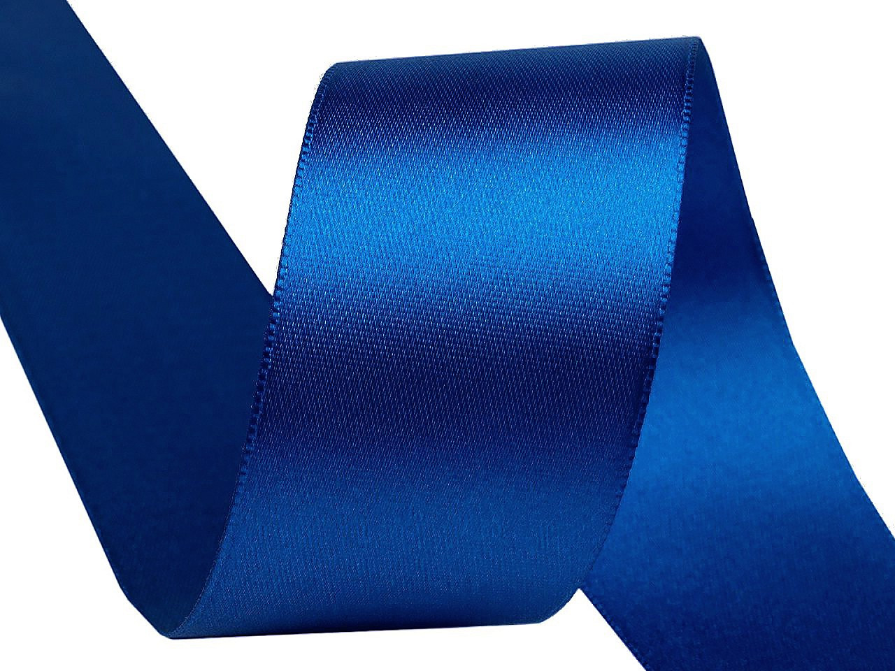Atlasová stuha oboulící šíře 40 mm, barva 411 modrá safírová
