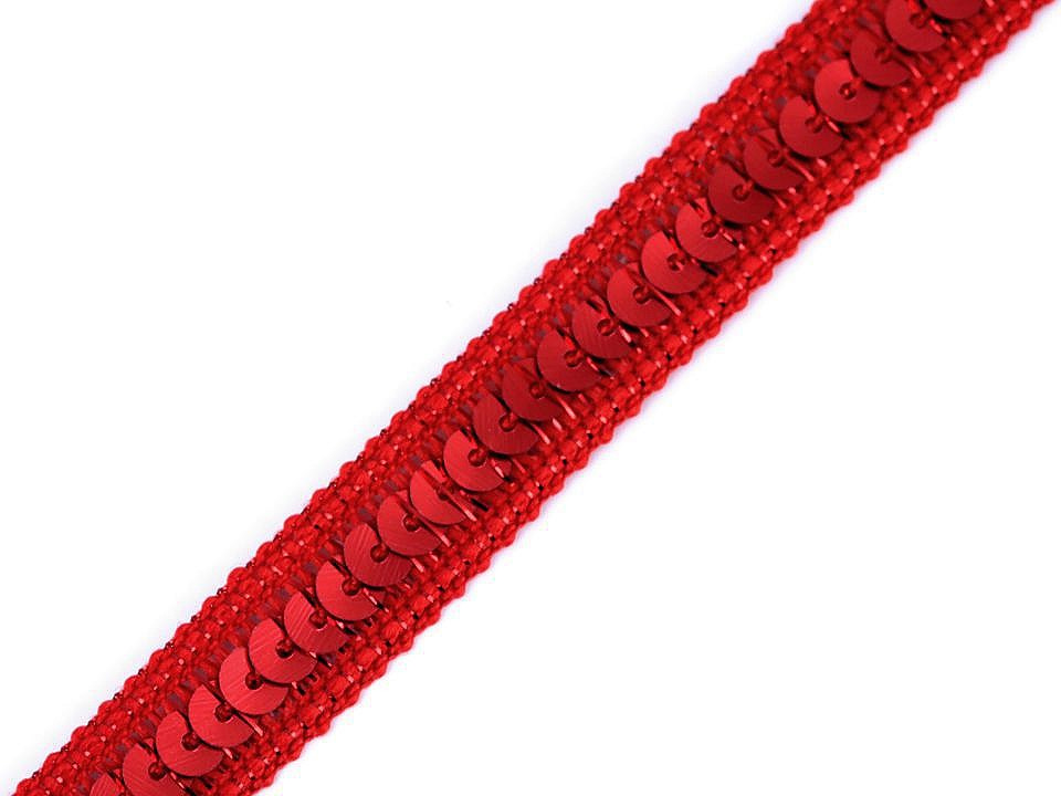 Flitrový prýmek šíře 12 mm, barva 4 červená