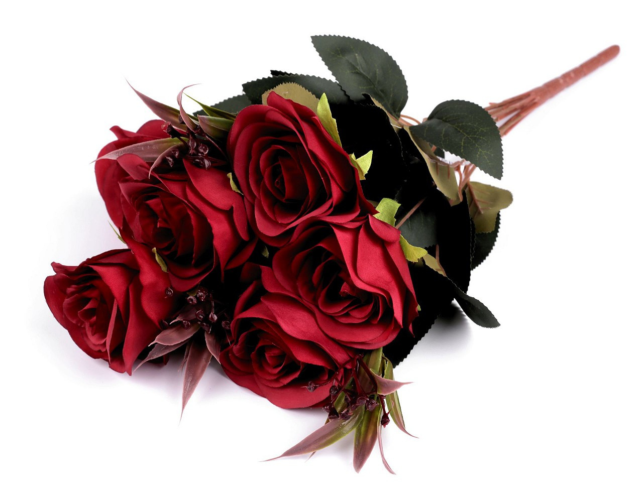 Umělá kytice růže, barva 3 červená tmavá