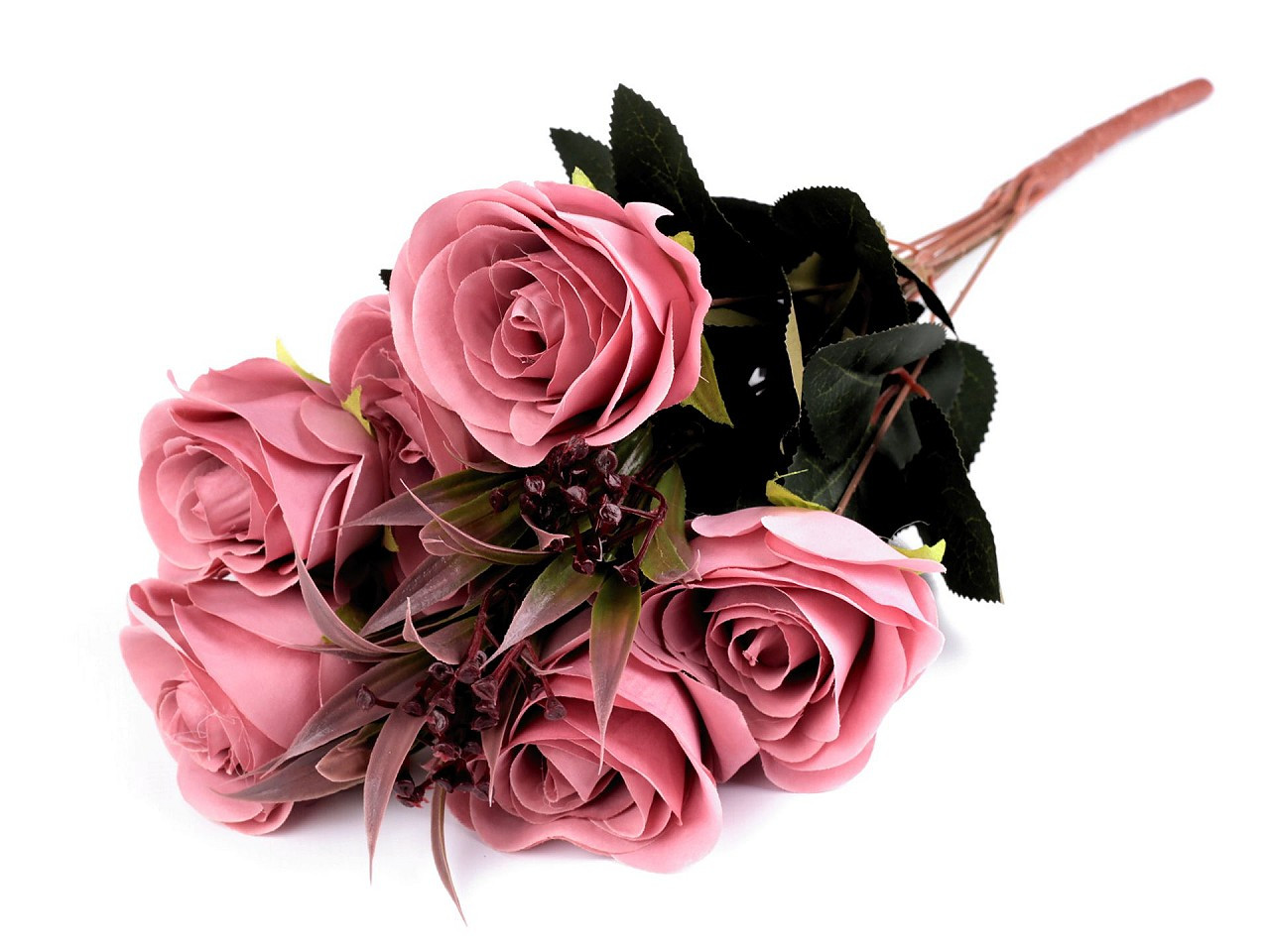 Umělá kytice růže, barva 2 starorůžová sv.