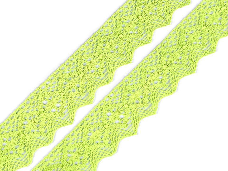Krajka paličkovaná šíře 46 mm, barva 12 zelená limetková