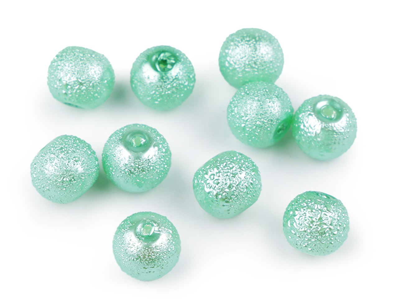 Fotografie Skleněné voskové perly vroubkované Ø8 mm, barva 210 mint