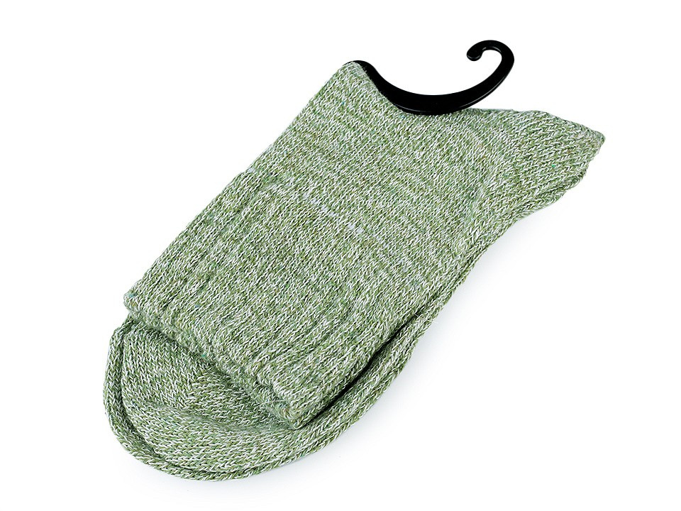 Ponožky teplé žíhané unisex, barva 4 zelená sv.