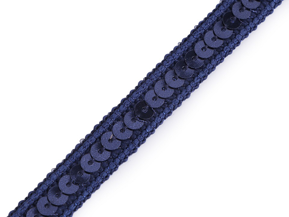 Flitrový prýmek šíře 12 mm, barva 6 modrá pařížská