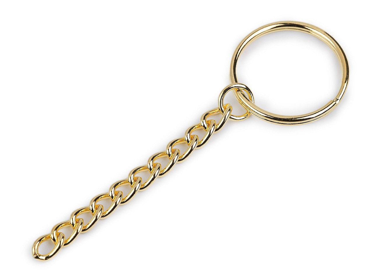 Kroužek na klíče Ø25 mm s řetízkem, barva 4 žluté zlato