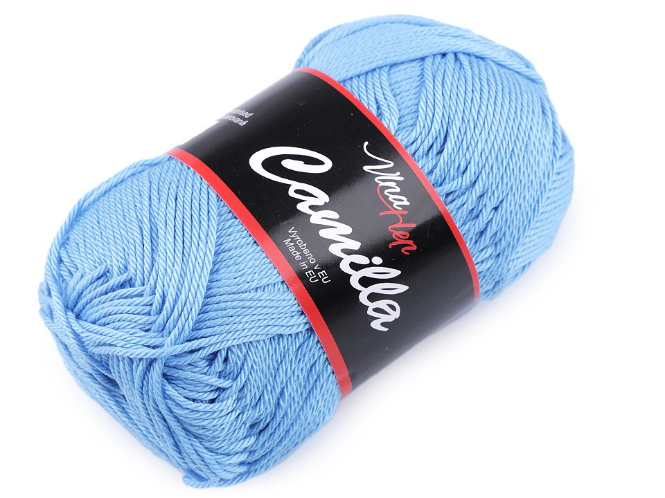 Bavlněná pletací příze Camilla 50 g, barva 14 (8094) modrá nebeská