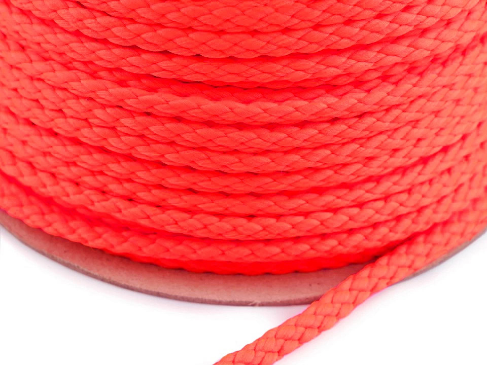 Oděvní šňůra PES Ø6 mm ČESKÝ VÝROBEK, barva Červená - reflexní (0060)