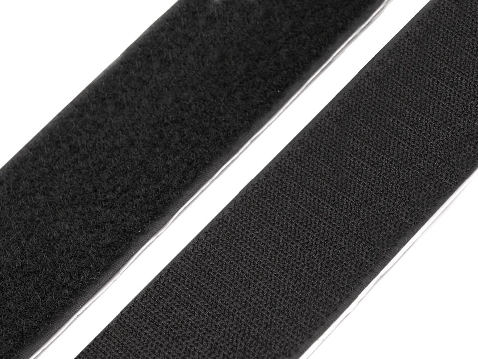 Suchý zip háček + plyš samolepicí šíře 38mm bílý a černý, barva Černá