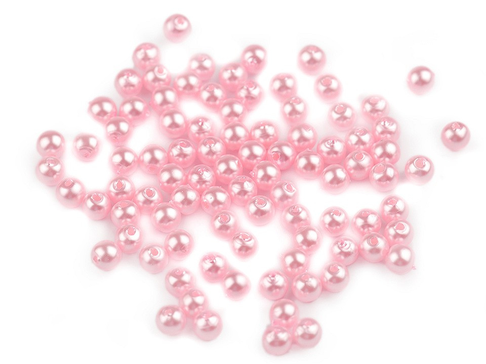 Plastové voskové korálky / perly Glance Ø5 mm, barva F49 růžová