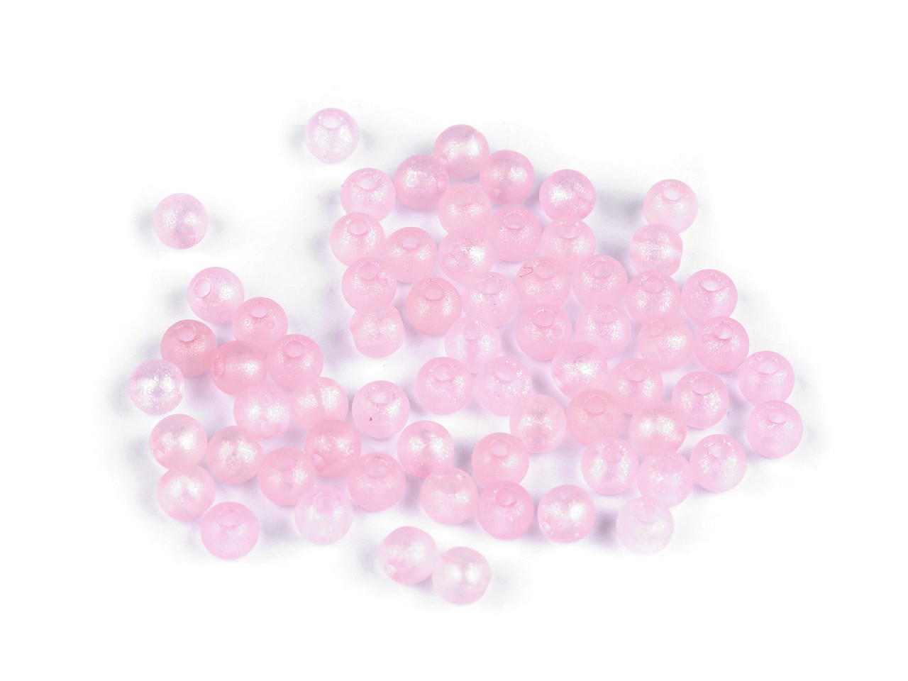 Plastové korálky perleťový AB frost efekt Ø6 mm, barva 2 růžová sv. AB