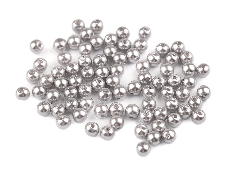 Plastové voskové korálky / perly Glance Ø5 mm, barva F30 šedá perlová