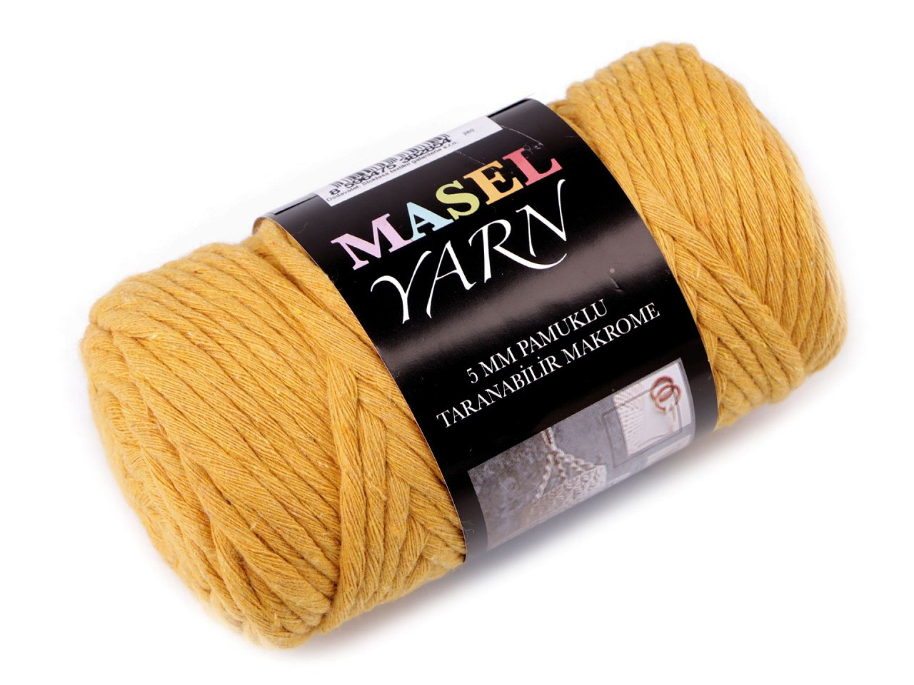 Recyklovaná bavlněná příze macrame Ø5 mm, barva 4 hořčicová