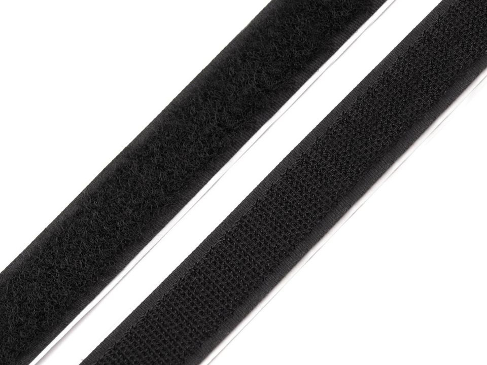Suchý zip háček + plyš samolepicí šíře 20mm bílý a černý, barva Černá