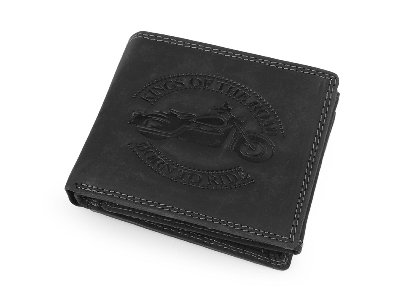 Pánská peněženka kožená pro myslivce, rybáře, motorkáře 9,5x12 cm, barva 12 černá motorka