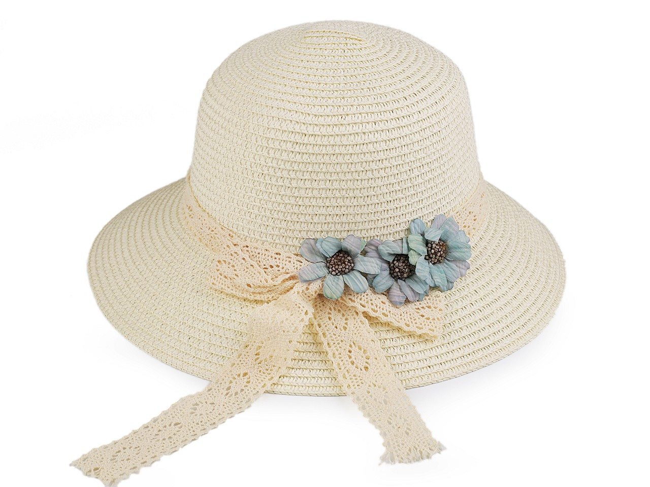 Dívčí letní klobouk / slamák, barva 2 krémová světlá