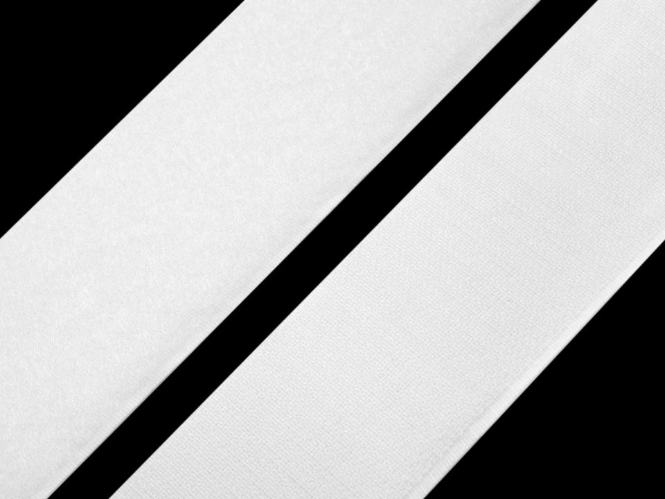 Suchý zip háček + plyš samolepicí šíře 50 mm bílý, černý, barva Bílá