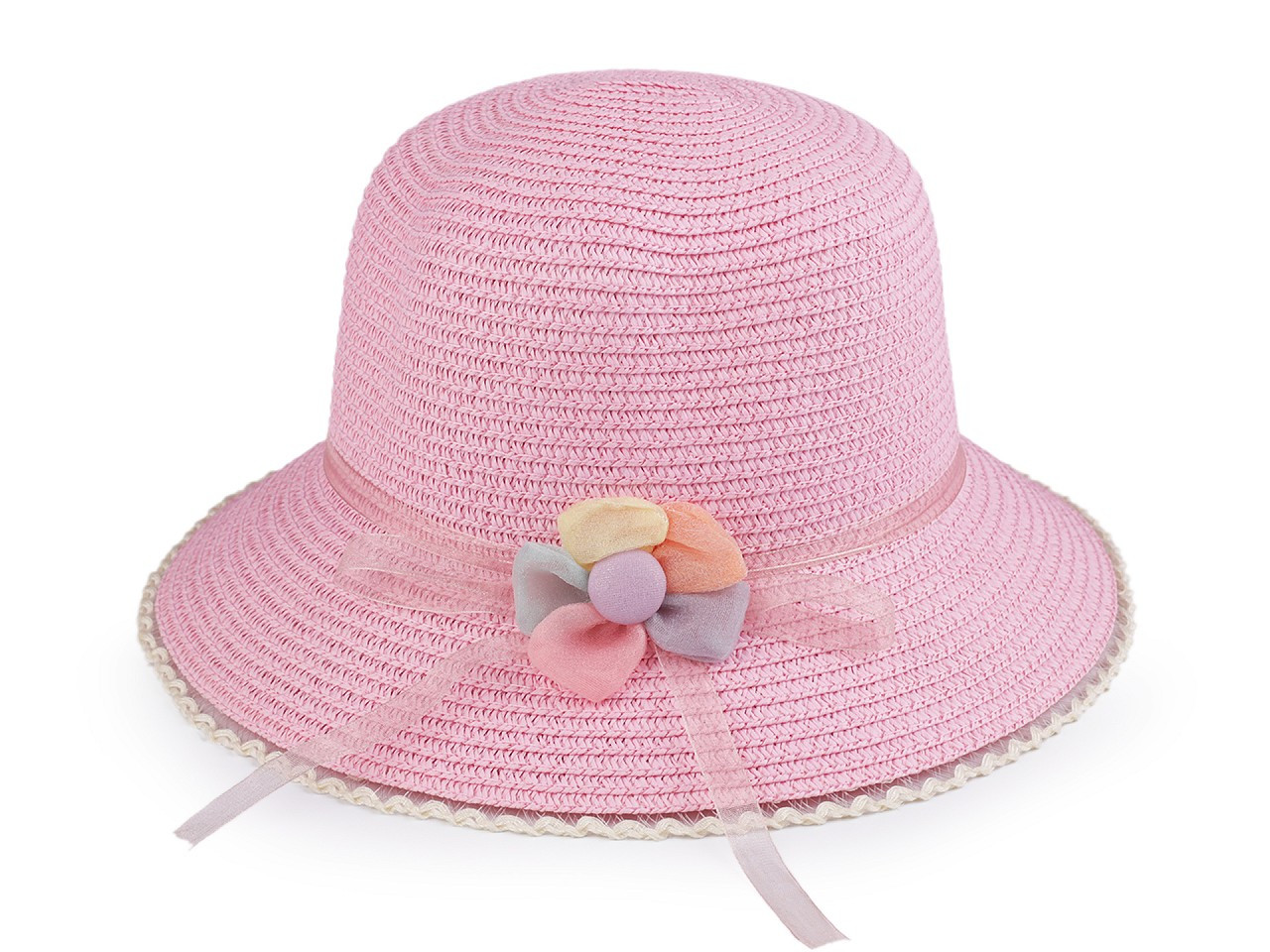 Dívčí letní klobouk / slamák, barva 10 růžová sv.
