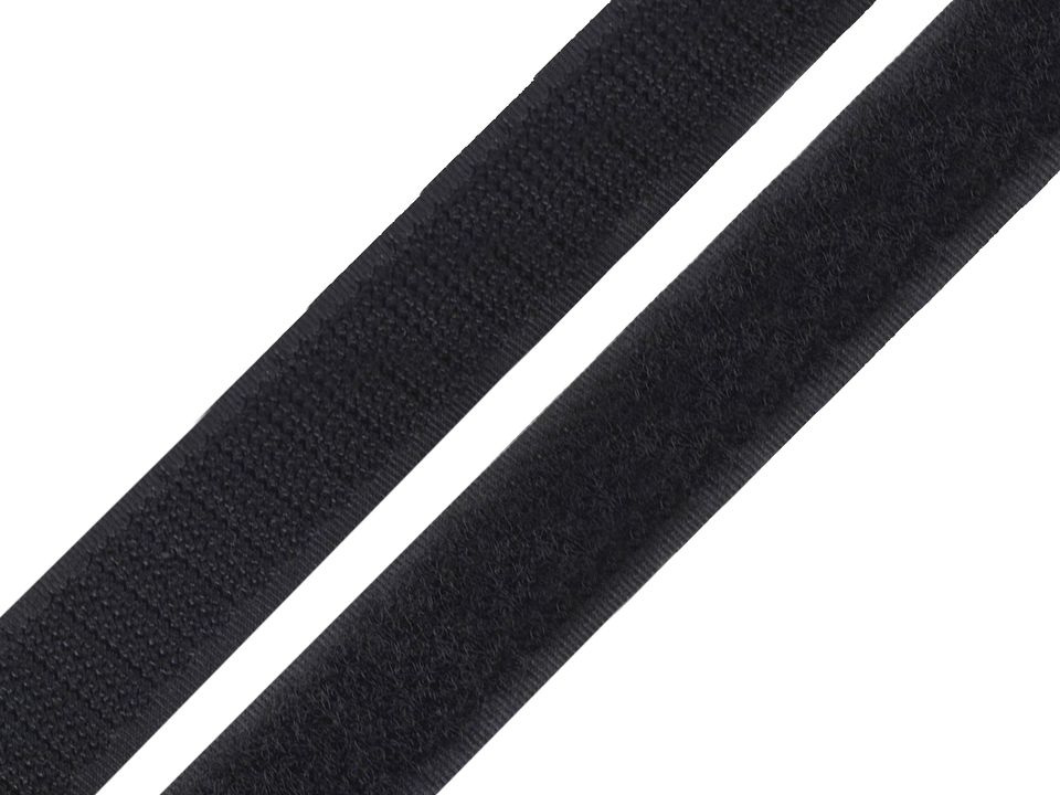 Suchý zip šíře 16mm bílý, černý komplet, barva Černá