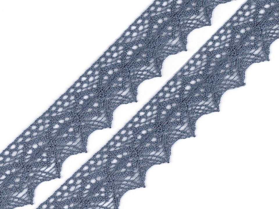 Krajka paličkovaná šíře 46 mm, barva 13 modrá jeans