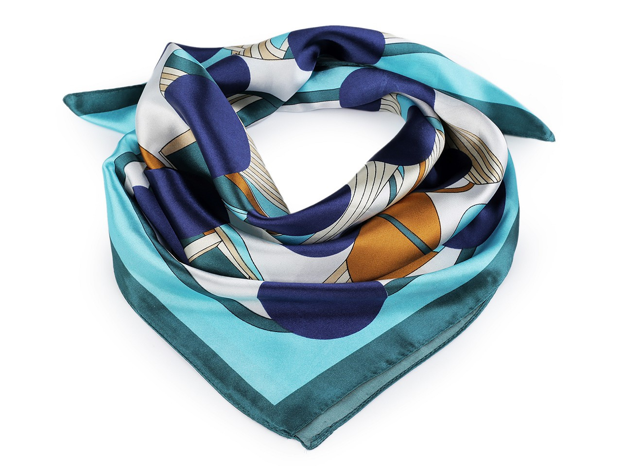 Saténový šátek 55x55 cm, barva 47 modrá azurová modrá tmavá